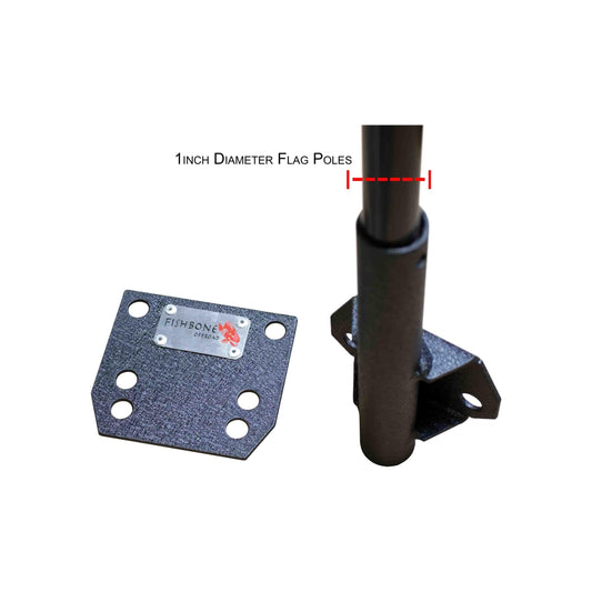 FISHBONE OFFROAD | Universal Truck Bed Rail Flag Mount For 1 In Diameter Poles Black Powder Coated | FB21329