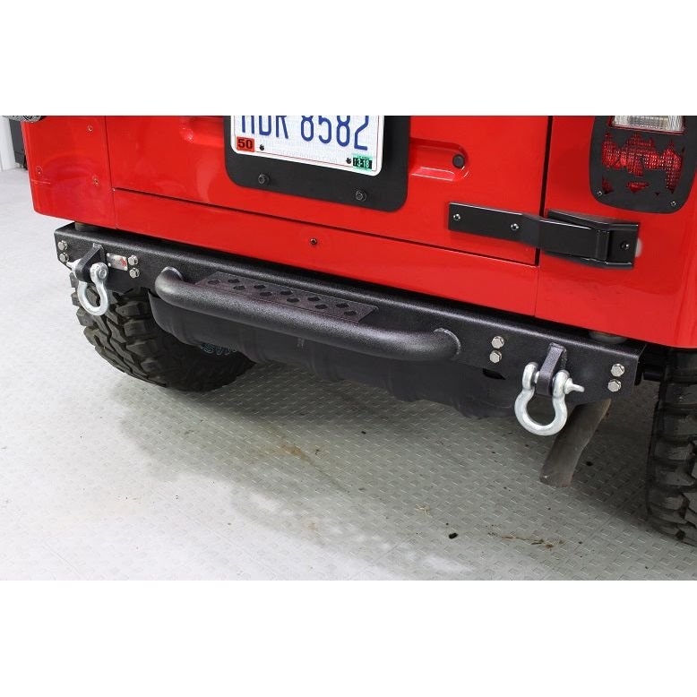 FISHBONE OFFROAD | 87-06 Wrangler Piranha Rear Bumper With Step And D-Rings Black Textured 2-Stage Powder Coat Steel | FB22072