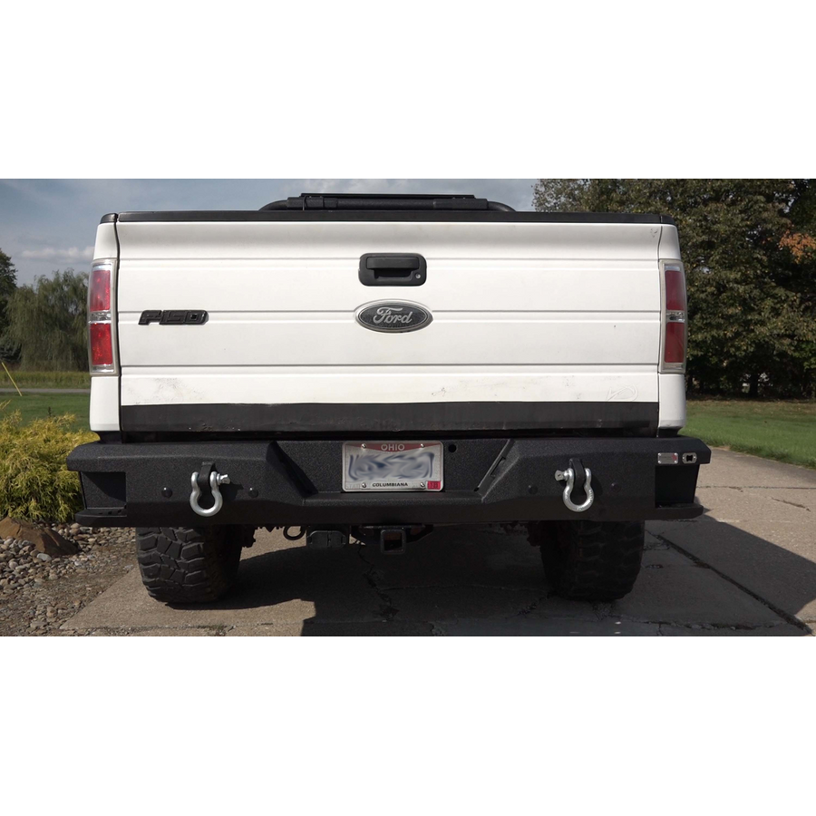 FISHBONE OFFROAD | 09-14 F150 Bolt On Rear Step Bumper 2-Stage Black Powder Coated Plate Steel | FB22356
