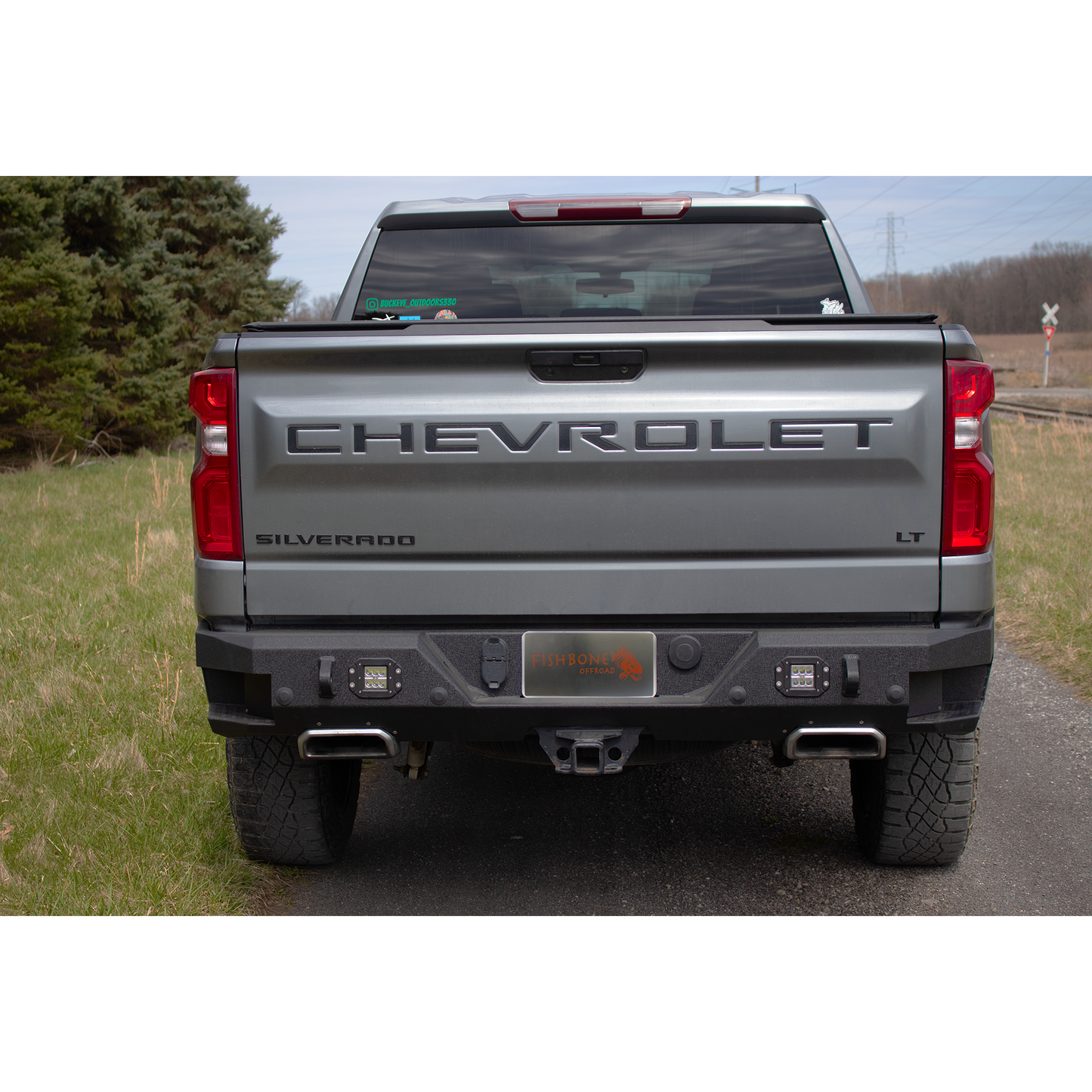 FISHBONE OFFROAD | 19-22 Silverado/Sierra 1500 Rockfish Rear Bumper Black Textured 2-Stage Powder Coat 1/8In Steel | FB22394