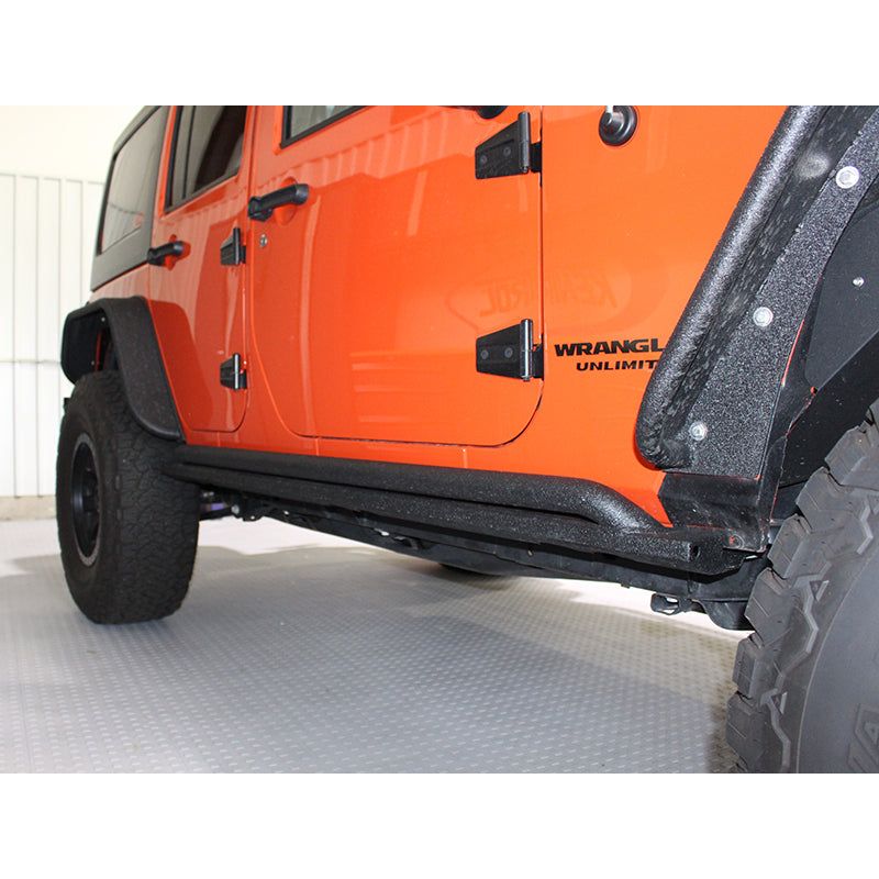 FISHBONE OFFROAD | Jk Rubicon Rock Slider W/2 Tubes Steel Textured Black Powder Coat Jk 07-17 4 Dr | FB23011
