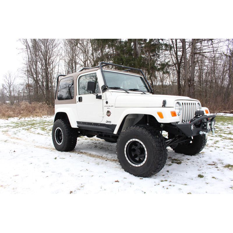 FISHBONE OFFROAD | 97-06 Wrangler Rock Slider With Tube Step Black Textured Powder Coat 3/16In Steel | FB23028