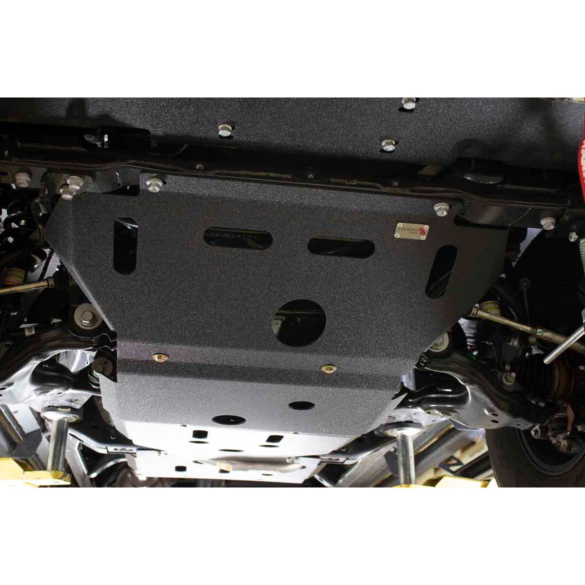 FISHBONE OFFROAD | 16-23 Tacoma Complete Underbelly Skid Plates 2-Stage Black Textured Powder Coat 3/16In Plated Steel | FB23330