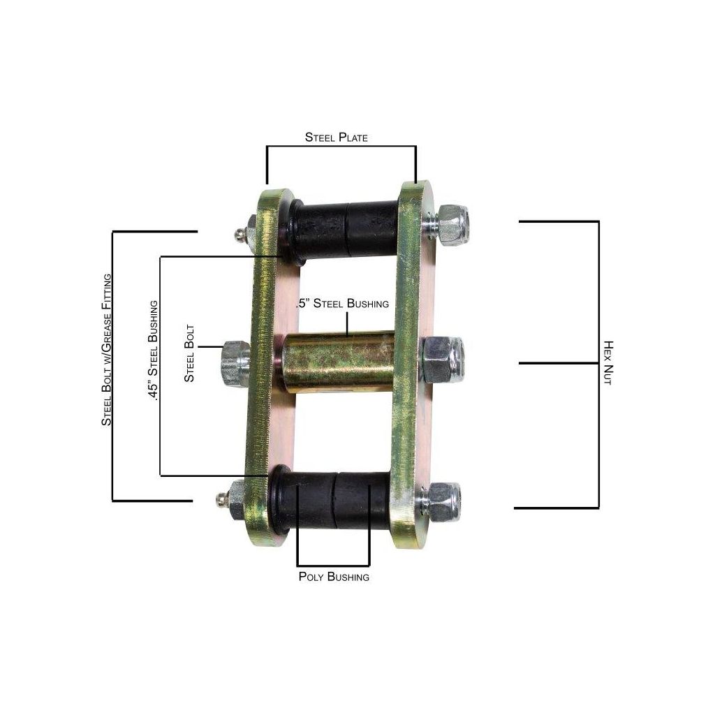 FISHBONE OFFROAD | 59-75 Cj5 Front/Rear Greaseable Shackles Zinc Plated 3/8 In Thick Steel Set Of 2 | FB27222