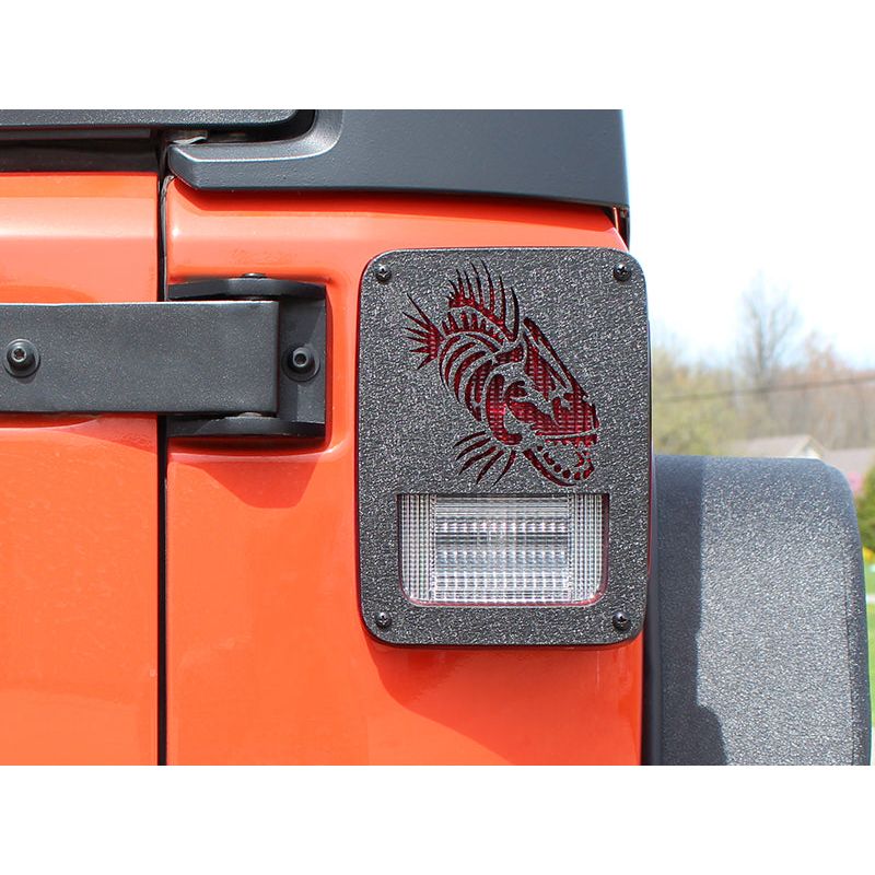 FISHBONE OFFROAD | 07-17 Jk Tail Light Covers Logo Aluminum Black Textured | FB31043