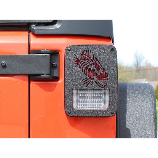 FISHBONE OFFROAD | 07-17 Jk Tail Light Covers Logo Aluminum Black Textured | FB31043