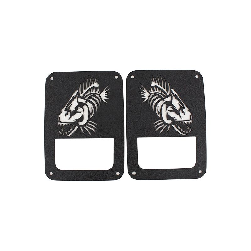 FISHBONE OFFROAD | 07-17 Jk Tail Light Covers Logo Aluminum Black Textured | FB31043