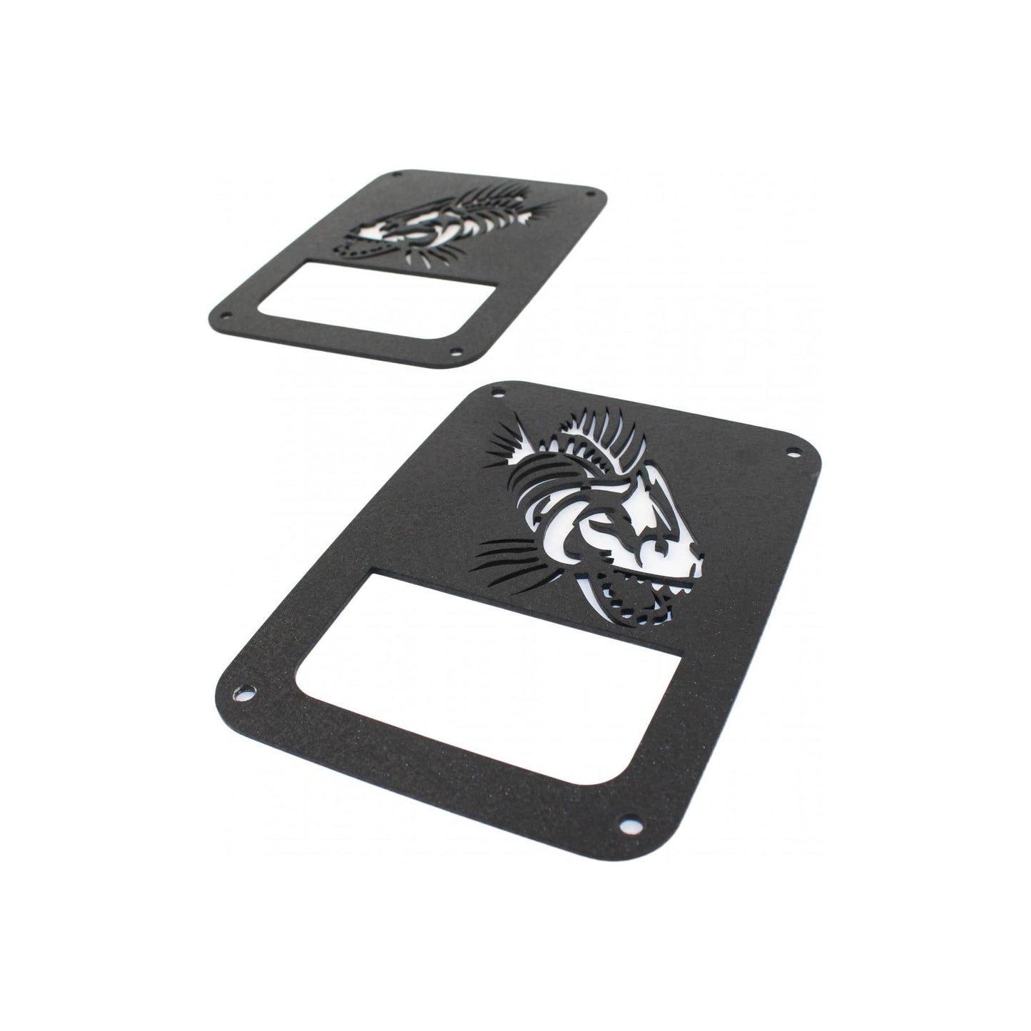 FISHBONE OFFROAD | 07-17 Jk Tail Light Covers Logo Aluminum Black Textured | FB31043