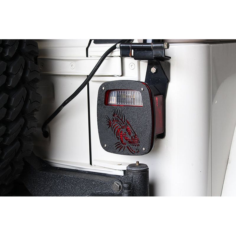 FISHBONE OFFROAD | 97-06 Tj Tail Light Covers Logo Aluminum Black Textured | FB31044