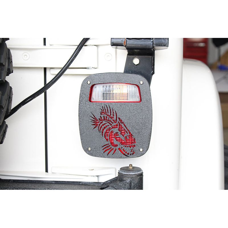 FISHBONE OFFROAD | 97-06 Tj Tail Light Covers Logo Aluminum Black Textured | FB31044