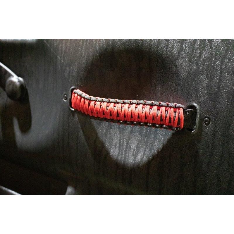 FISHBONE OFFROAD | 97-06 Wrangler Hd 550Lb Red Paracord Door Handles Black Nylon Webbing | FB55286