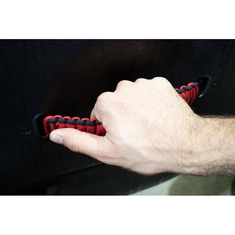 FISHBONE OFFROAD | 97-06 Wrangler Hd 550Lb Red Paracord Door Handles Black Nylon Webbing | FB55286
