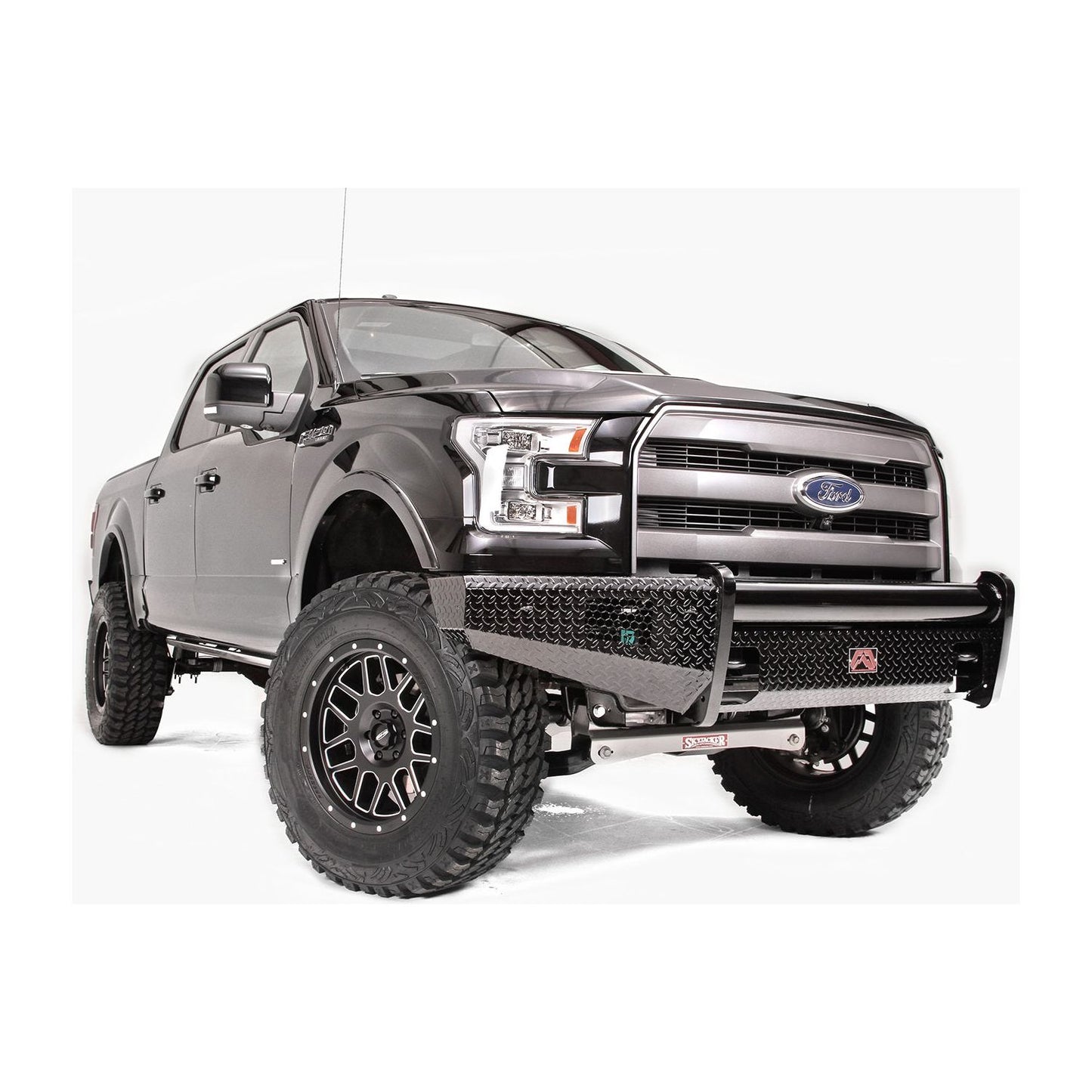 Fab Fours Black Steel Front Ranch Bumper 2 Stage Black Powder Coated w/o Grill Guard Incl. Light Cut-Outs l FF09-K1961-1