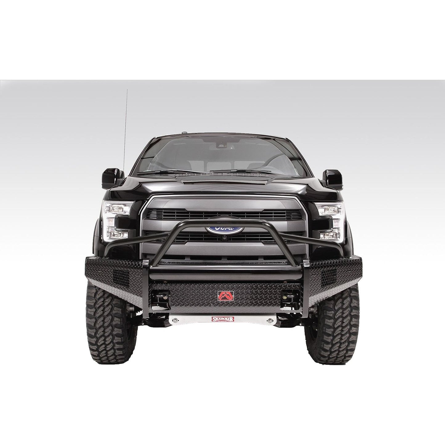 Fab Fours Black Steel Front Ranch Bumper 2 Stage Black Powder Coated w/Pre-Runner Grill Guard Incl. Light Cut-Outs l FF09-K1962-1
