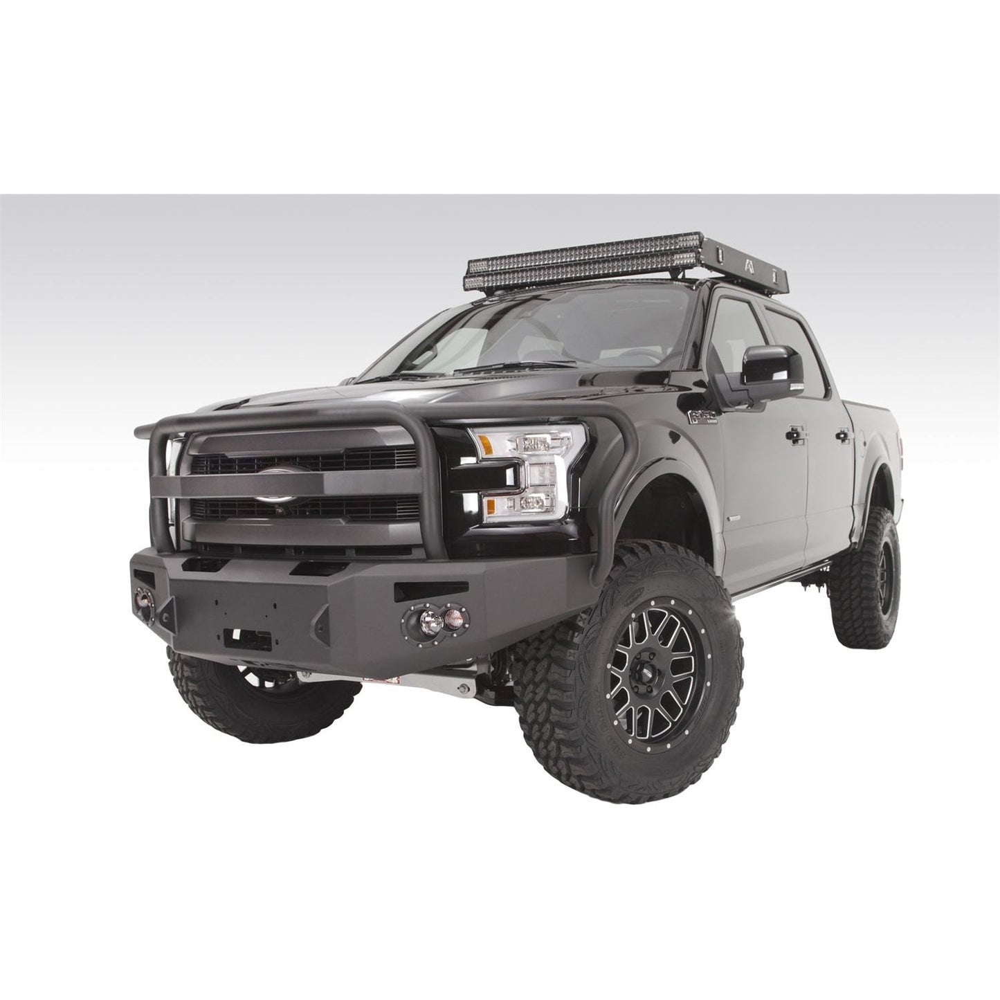 Fab Fours Premium Heavy Duty Winch Front Bumper 2 Stage Black Powder Coated w/Full Grill Guard Incl. 1 in. D-Ring Mounts/Light Cut-Outs w/Hella 90mm Fog Lamps And 60mm Turn Signals l FF15-H3250-1