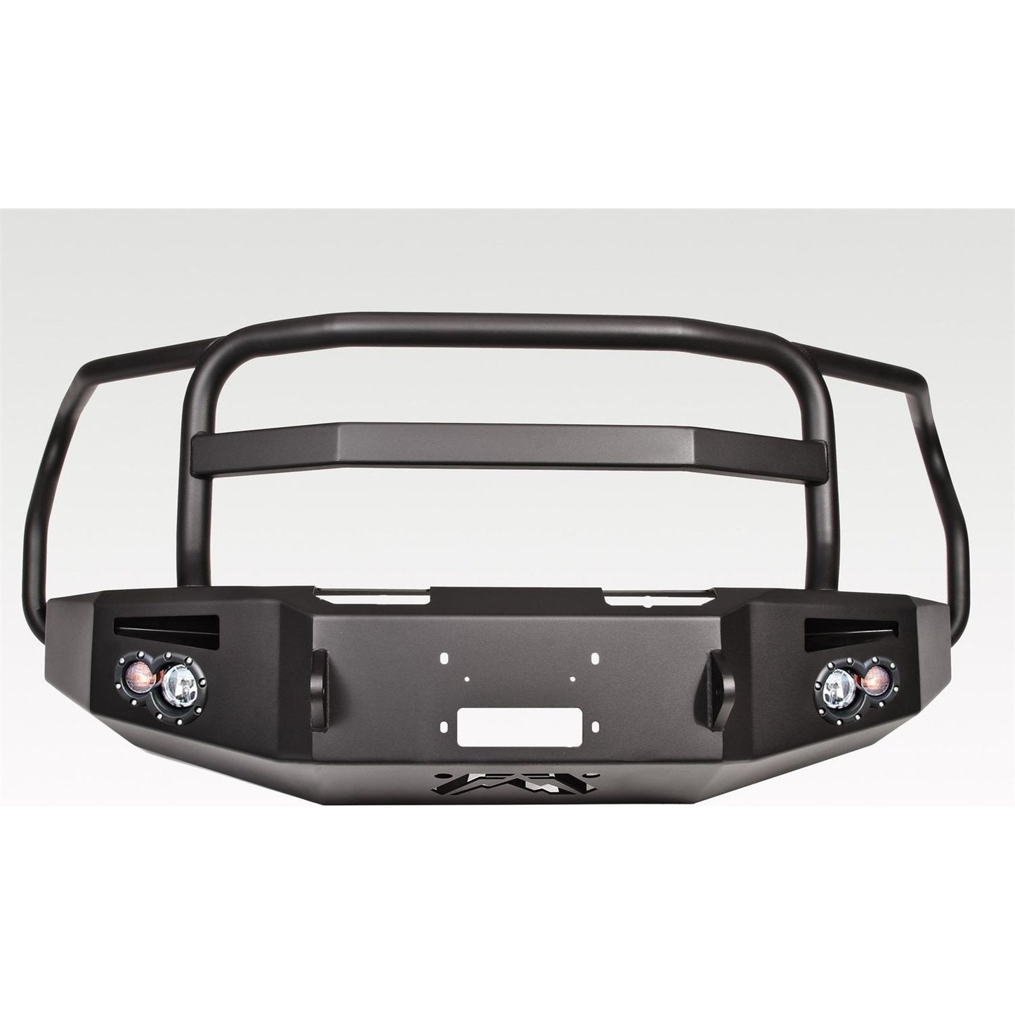 Fab Fours Premium Heavy Duty Winch Front Bumper 2 Stage Black Powder Coated w/Full Grill Guard Incl. 1 in. D-Ring Mounts/Light Cut-Outs w/Hella 90mm Fog Lamps And 60mm Turn Signals l FF15-H3250-1