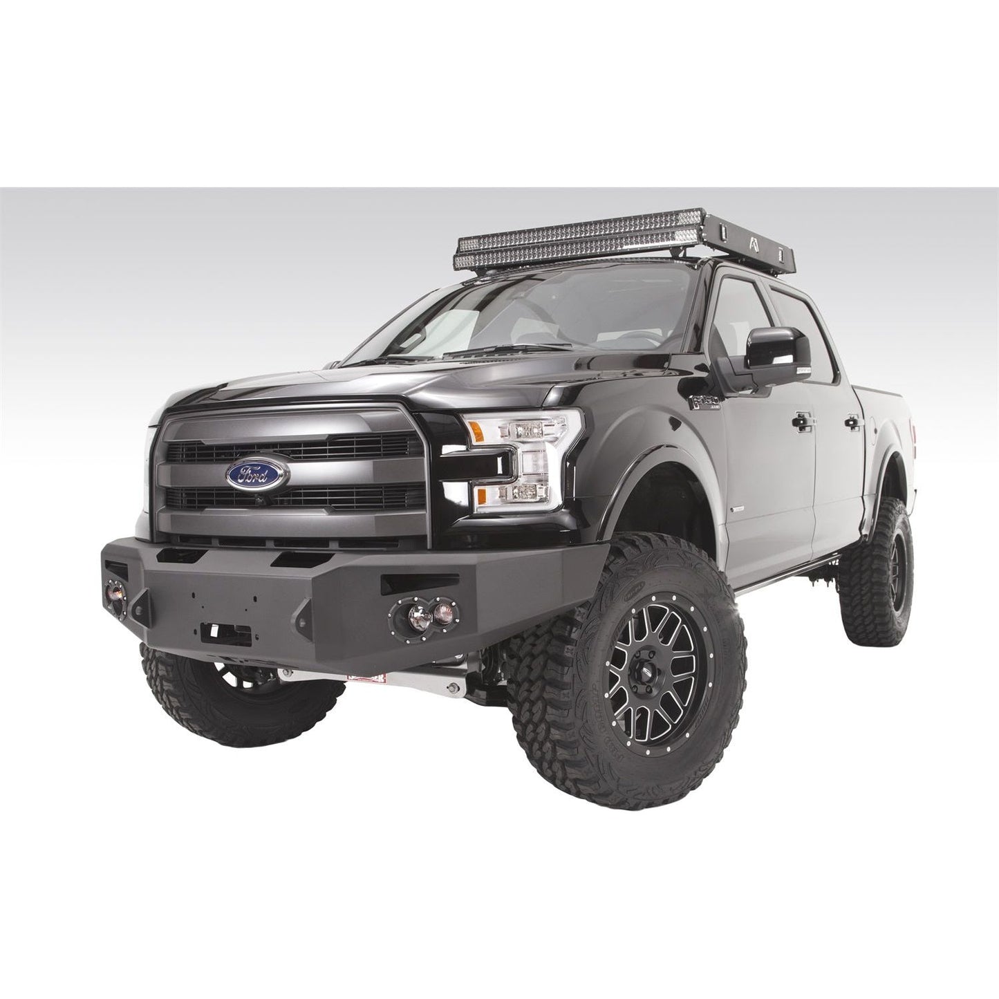 Fab Fours Premium Heavy Duty Winch Front Bumper 2 Stage Black Powder Coated w/o Grill Guard Incl. 1 in. D-Ring Mounts/Light Cut-Outs w/Hella 90mm Fog Lamps And 60mm Turn Signals l FF15-H3251-1