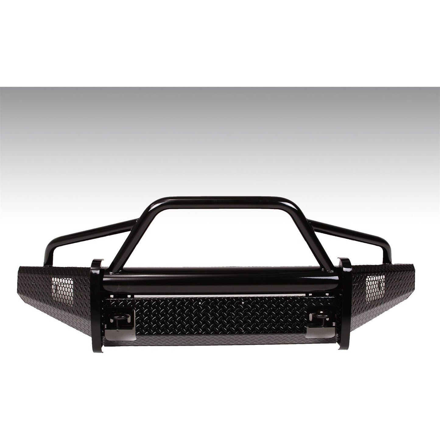 Fab Fours Black Steel Front Bumper 2 Stage Black Powder Coated w/Pre-Runner Grill Guard And Tow Hooks l FF15-K3252-1
