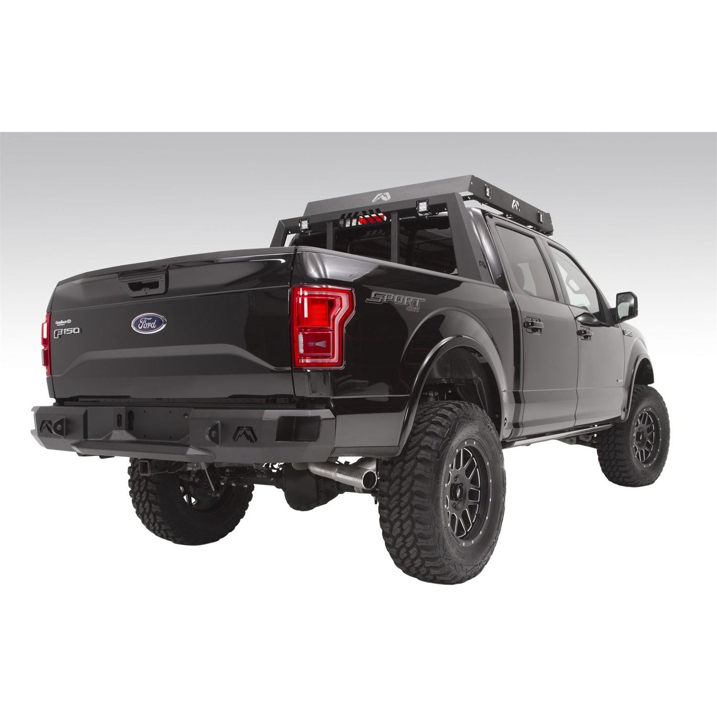 Fab Fours Heavy Duty Rear Bumper 2 Stage Black Powder Coated Incl. 0.75 in. D-Ring Mount l FF15-W3250-1