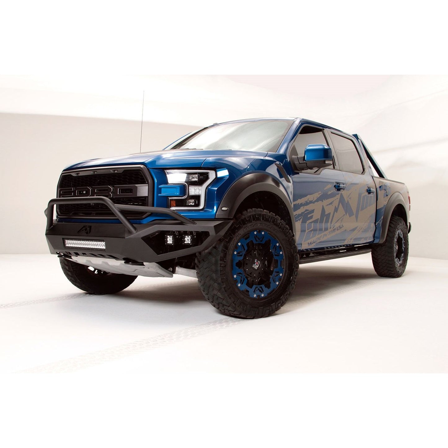 Fab Fours Vengeance Front Bumper 2 Stage Black Powder Coated w/Pre-Runner Guard l FF17-D4352-1