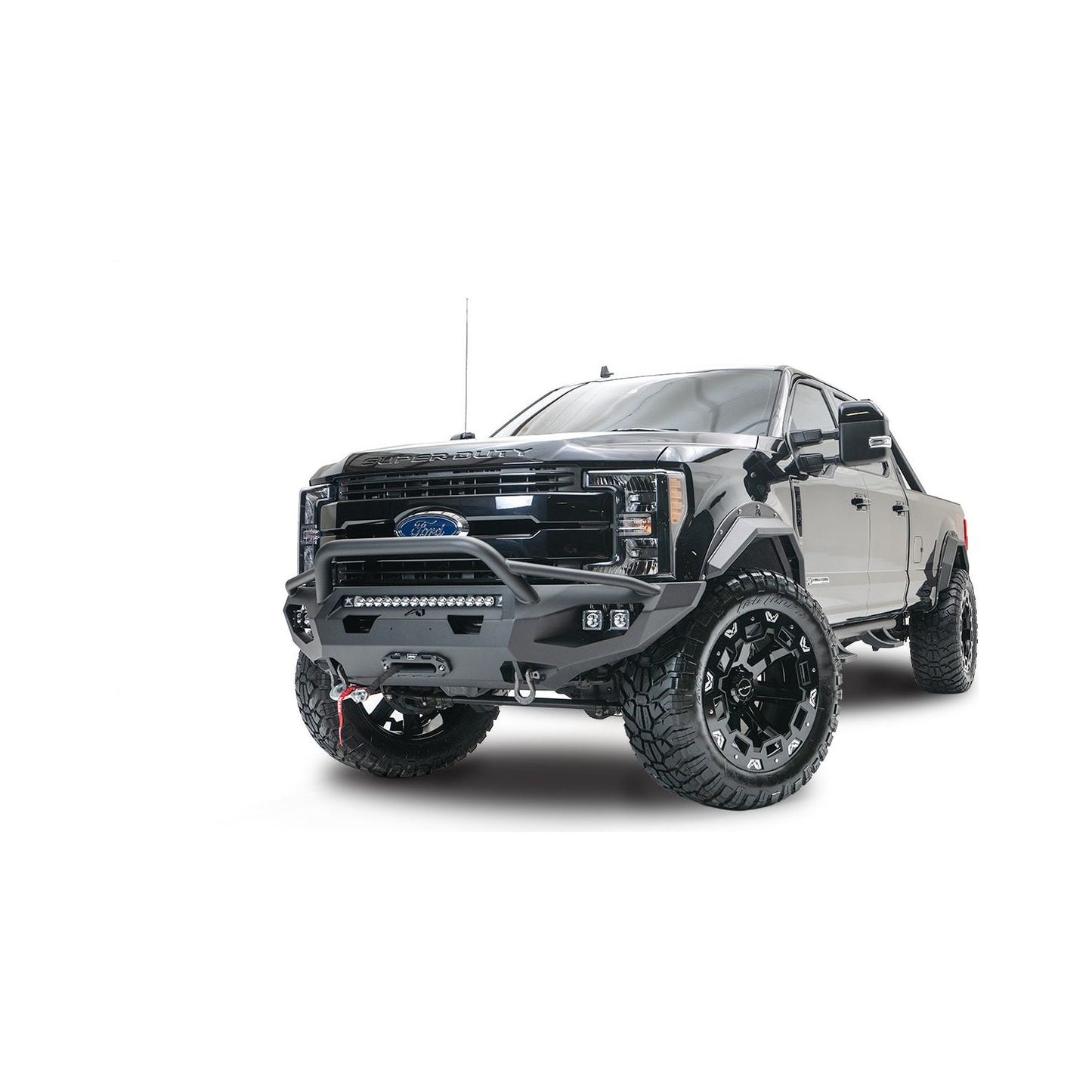 Fab Fours Matrix Front Bumper 2 Stage Black Powder Coat 7/8 in. D-Ring Mounts Pre-Runner Guard l FS17-X4152-1