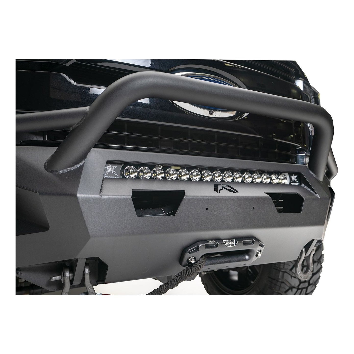 Fab Fours Matrix Front Bumper 2 Stage Black Powder Coat 7/8 in. D-Ring Mounts Pre-Runner Guard l FS17-X4152-1