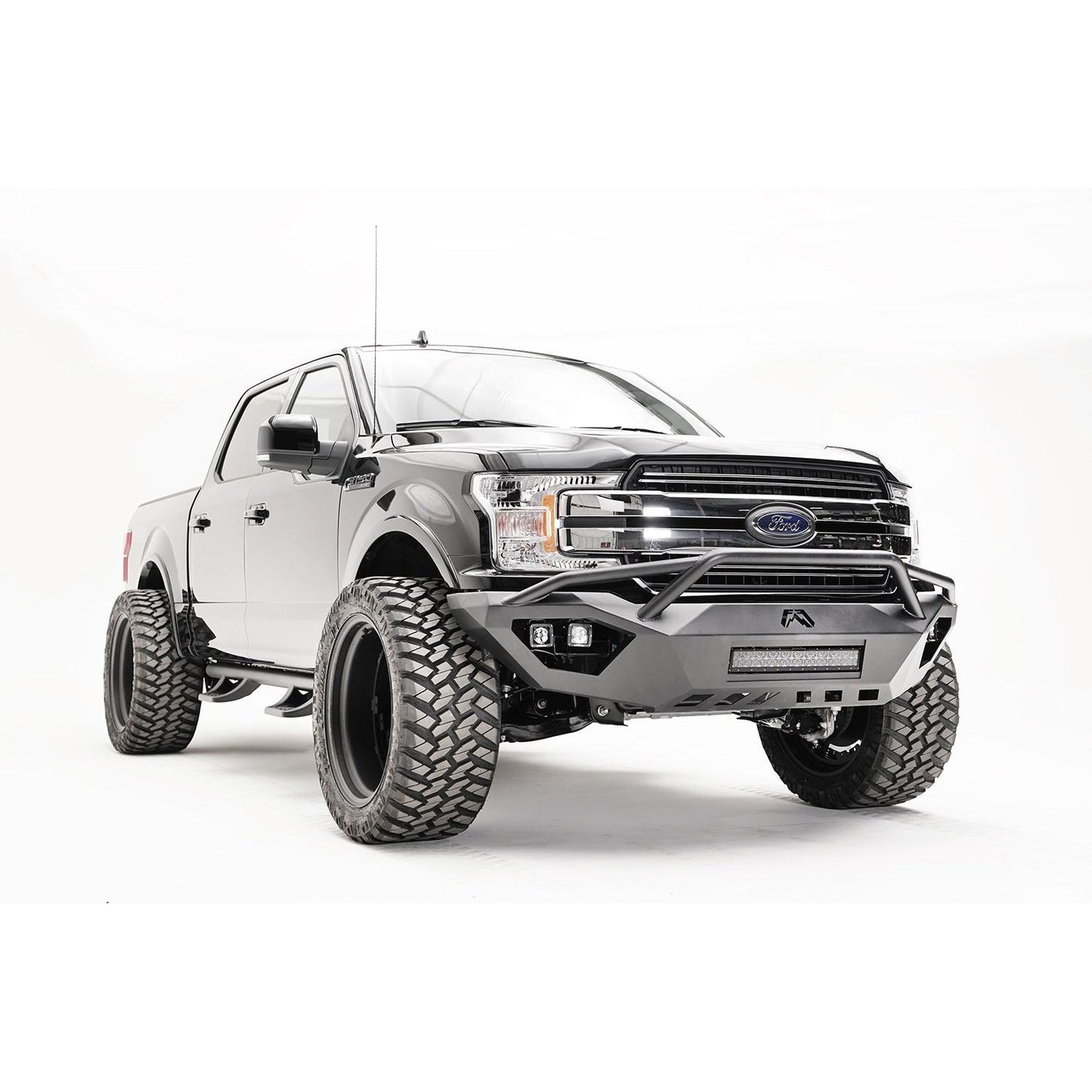 Fab Fours Vengeance Front Bumper 2 Stage Black Powder Coated w/Pre-Runner Guard l FF18-D4552-1