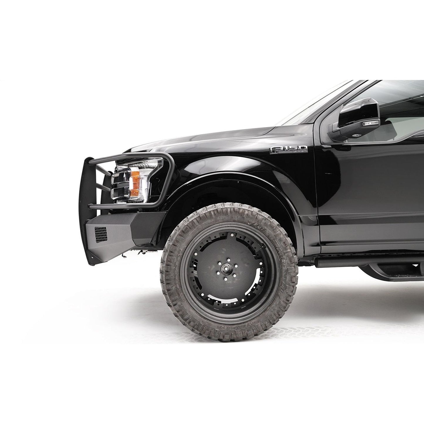 Fab Fours Elite Front Bumper 2 Stage Black Powder Coated w/Full Guard l FF18-R4560-1