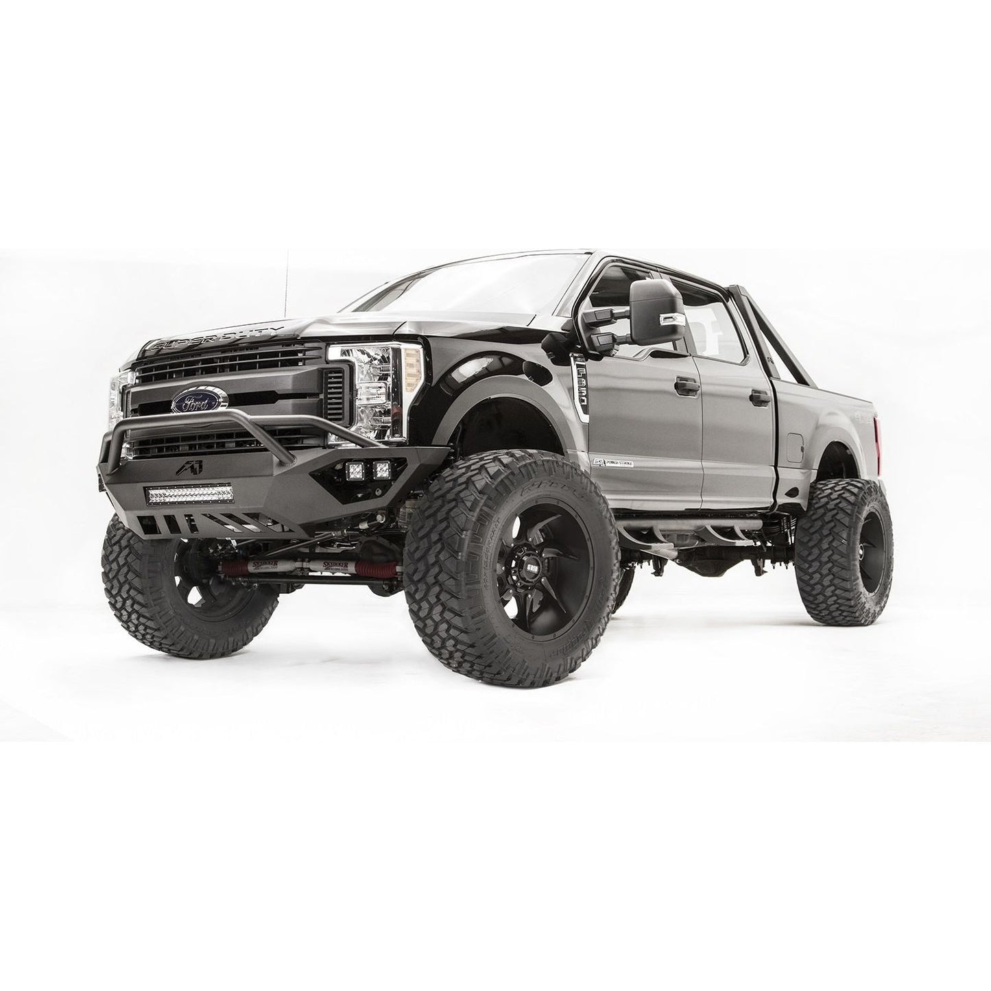 Fab Fours Vengeance Front Bumper 2 Stage Black Powder Coated w/Pre-Runner Guard l FS17-V4152-1