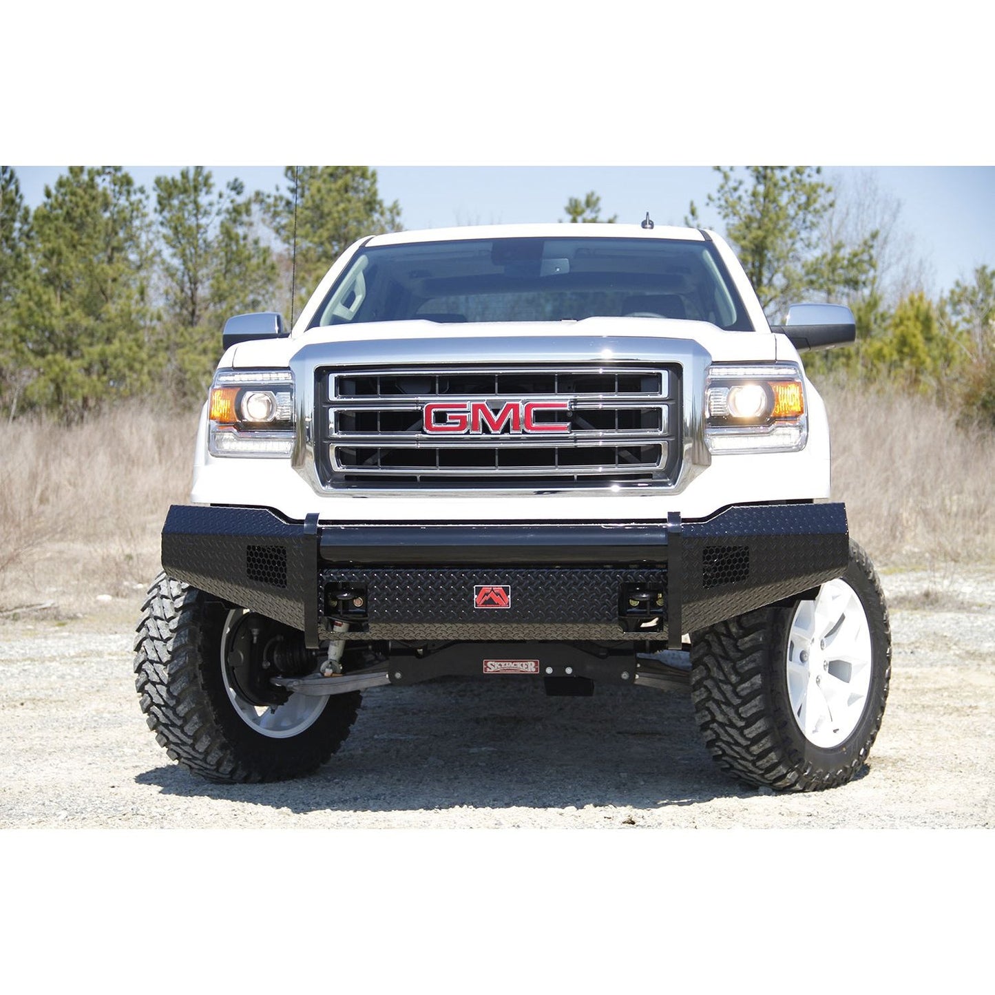 Fab Fours Black Steel Front Ranch Bumper 2 Stage Black Powder Coated w/o Full Grill Guard Incl. Light Cut-Outs l GM07-K2161-1