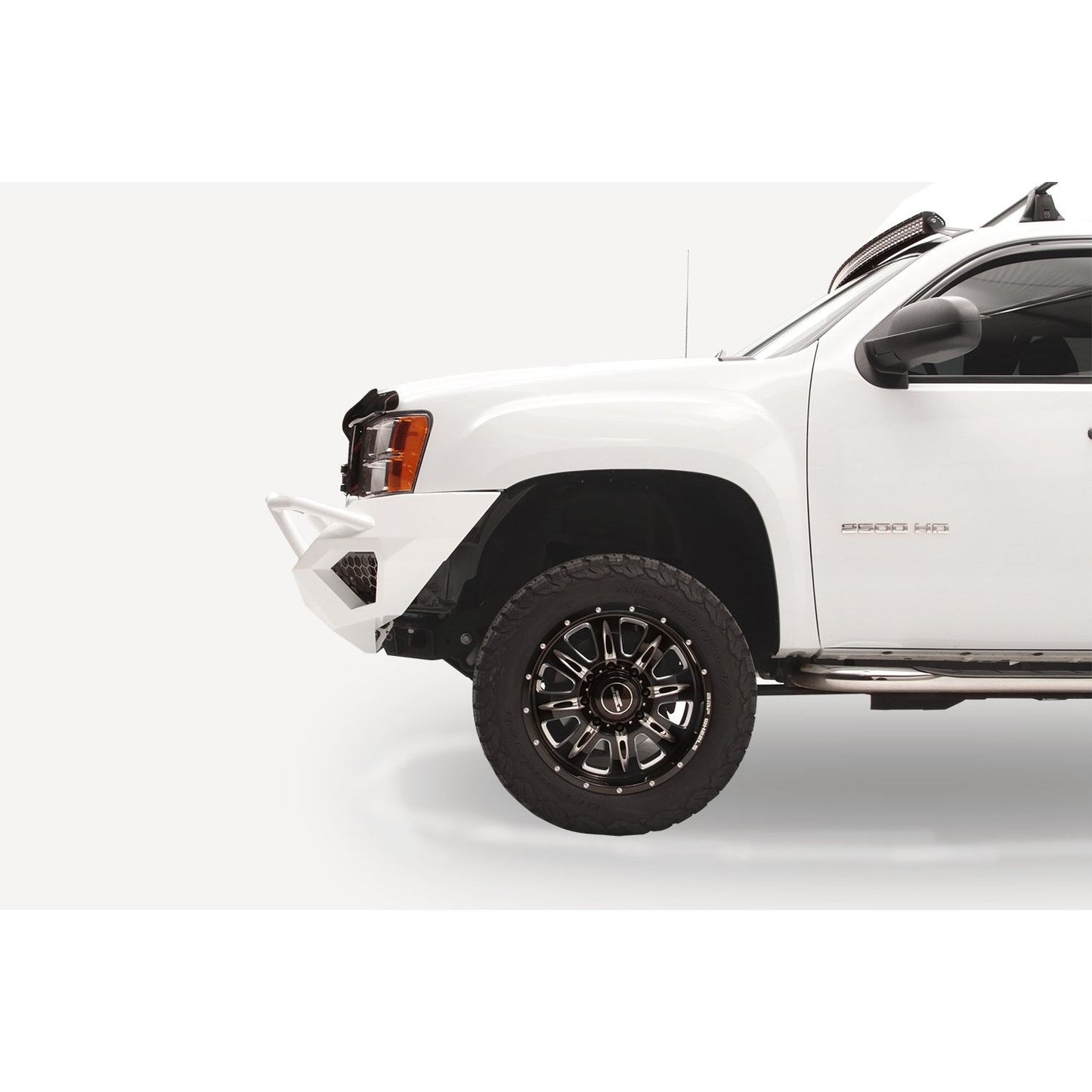 Fab Fours Vengeance Front Bumper 2 Stage Black Powder Coated w/Pre-Runner Grill Guard l GM11-V2852-1