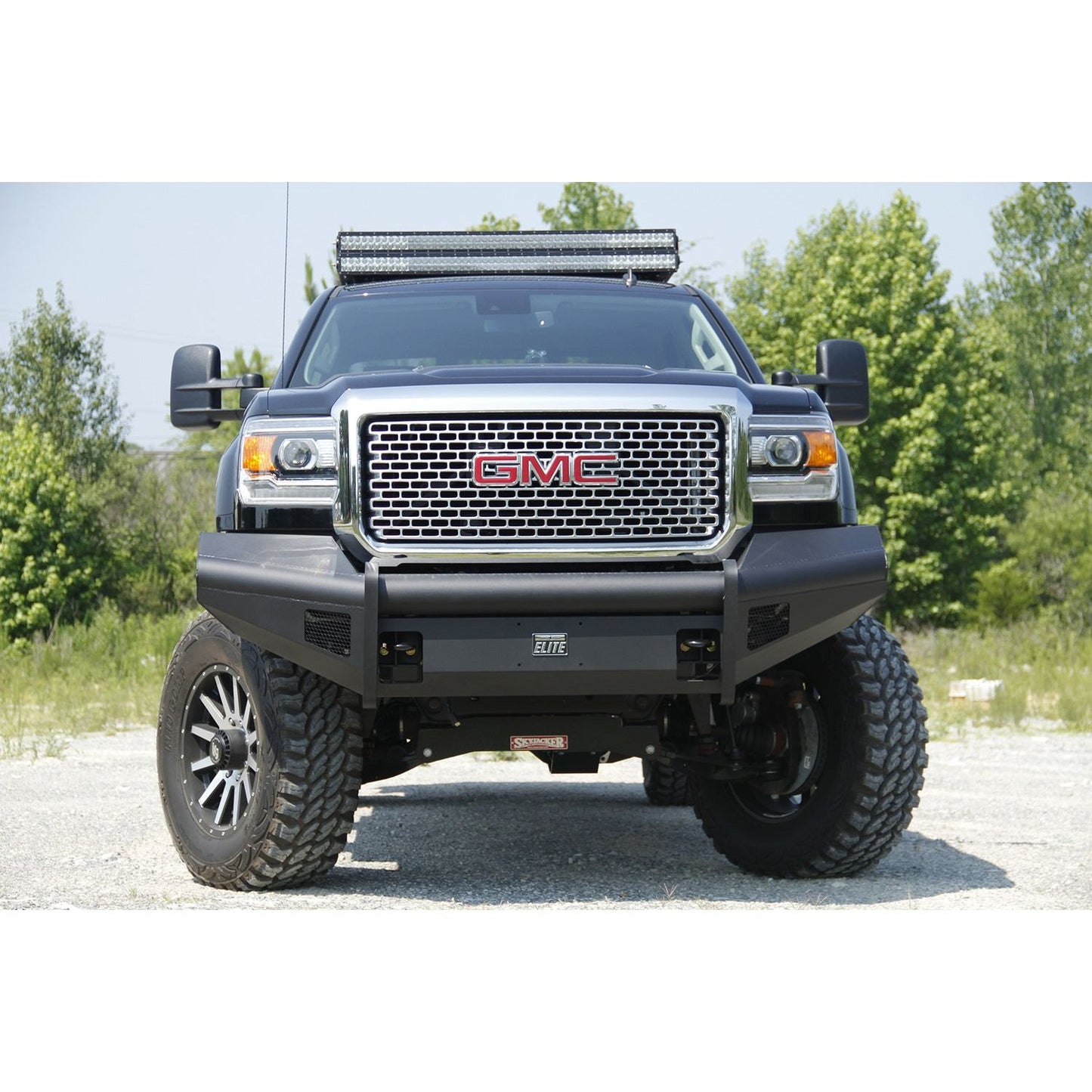 Fab Fours Elite Front Ranch Bumper 2 Stage Black Powder Coated w/o Grill Guard w/Tow Hooks l GM14-Q3161-1