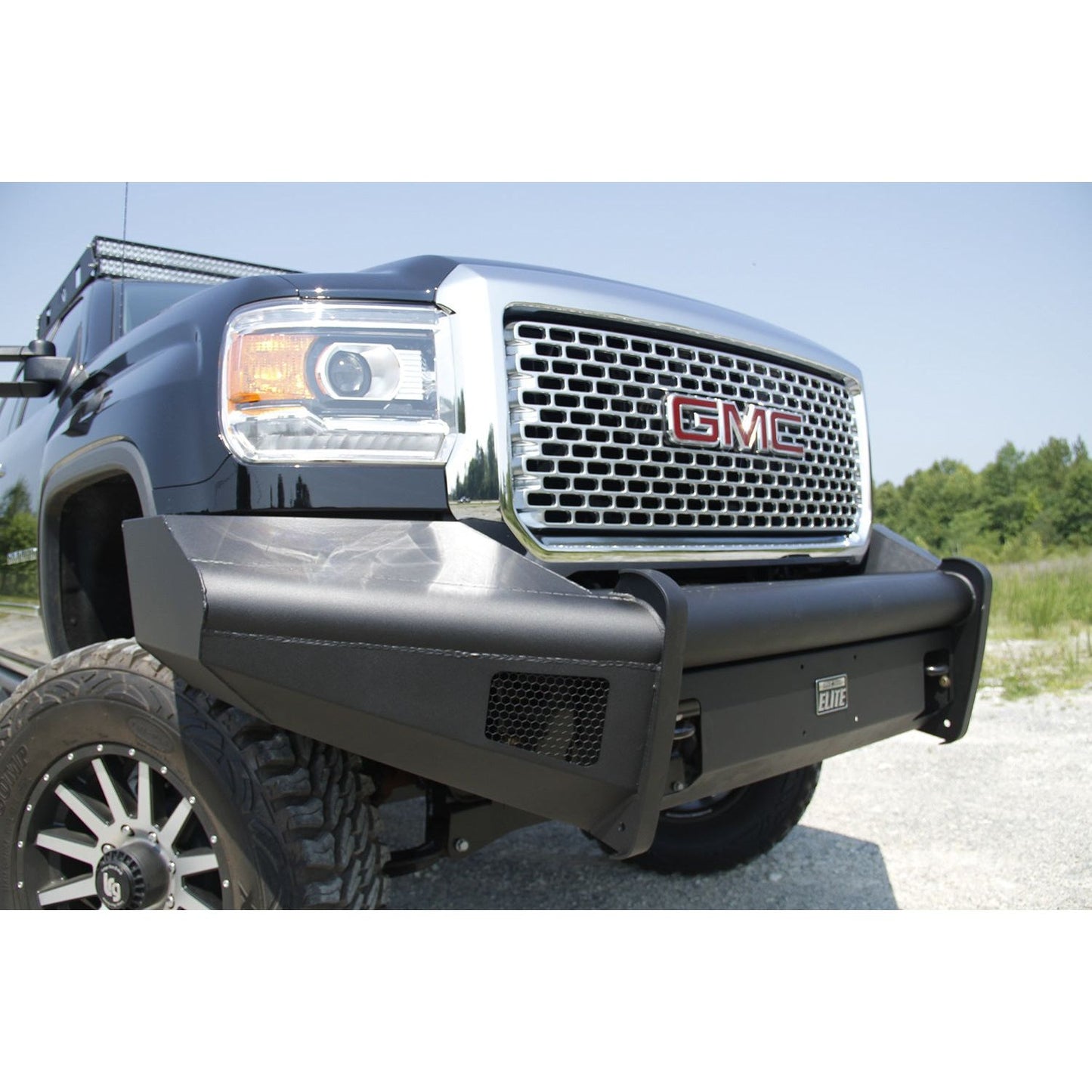 Fab Fours Elite Front Ranch Bumper 2 Stage Black Powder Coated w/o Grill Guard w/Tow Hooks l GM14-Q3161-1