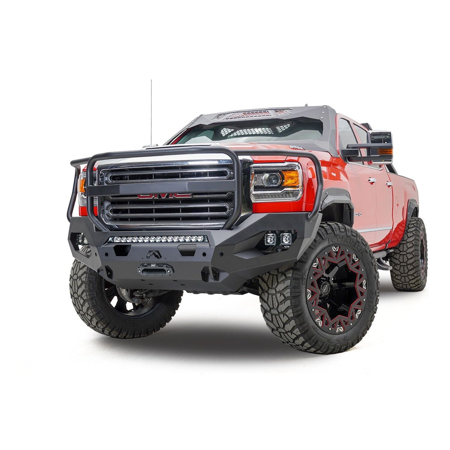 Fab Fours Matrix Front Bumper 2 Stage Black Powder Coat Full Grill Guard l GM15-X2850-1