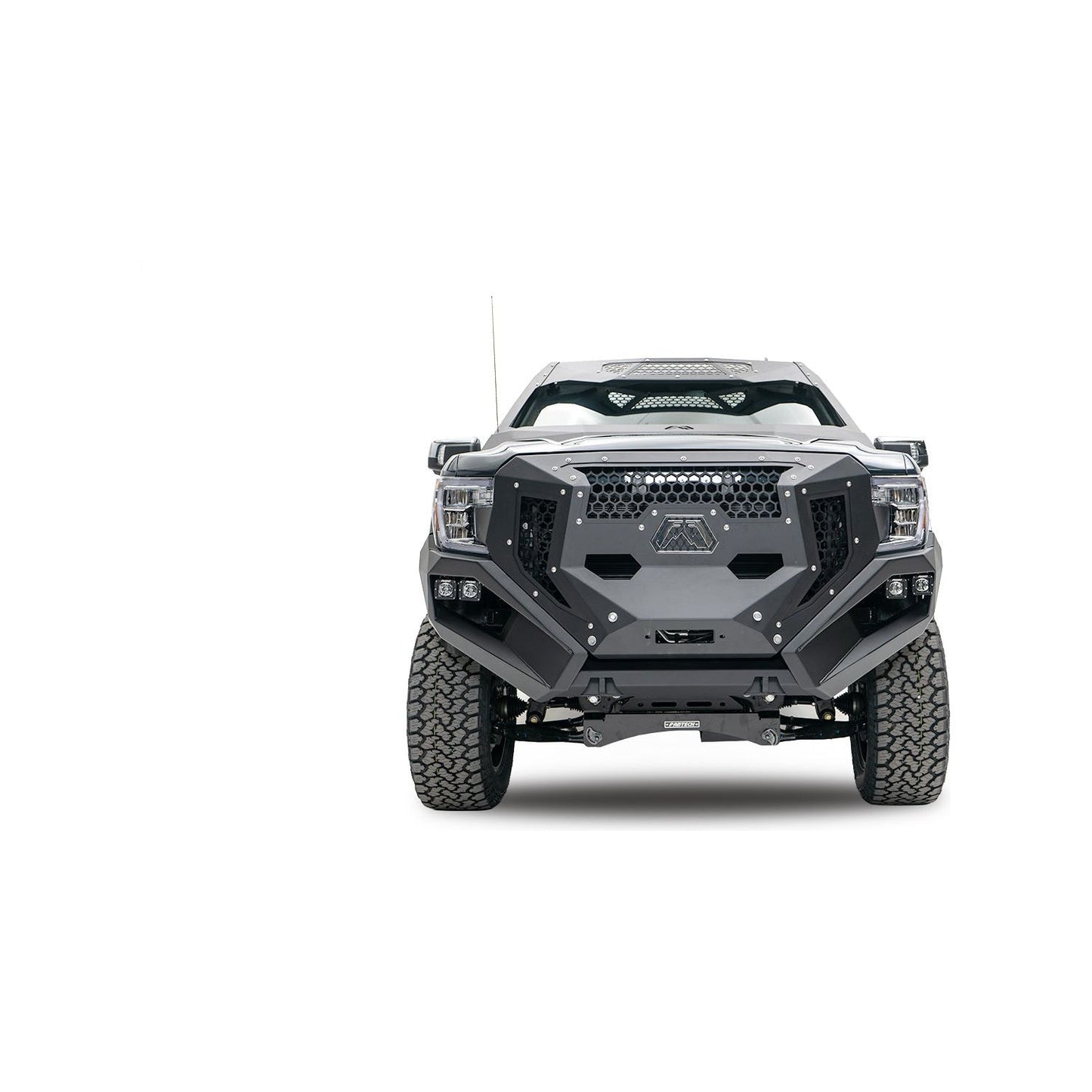 Fab Fours Grumper Front Bumper And Grille 2 Stage Black Powder Coat 3/16 in. Steel Winch Tray l GR3900-1