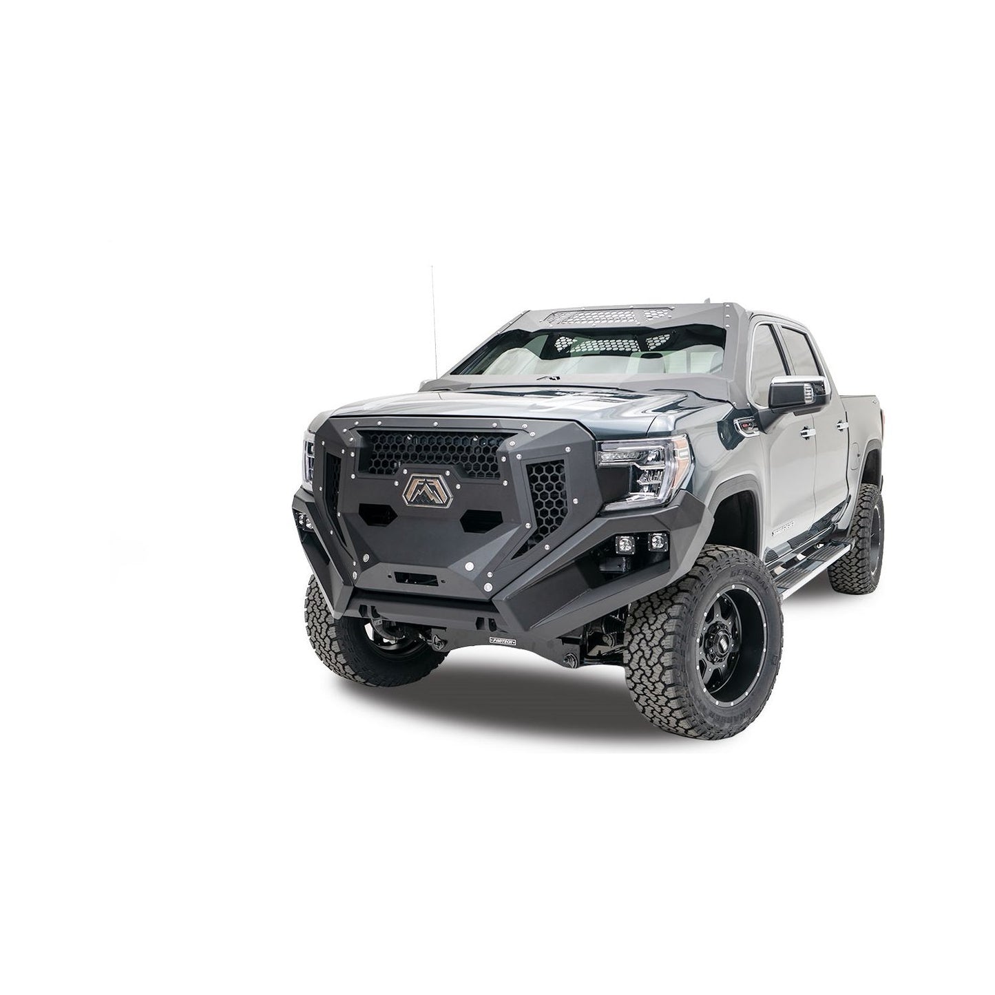 Fab Fours Grumper Front Bumper And Grille 2 Stage Black Powder Coat 3/16 in. Steel Winch Tray l GR3900-1