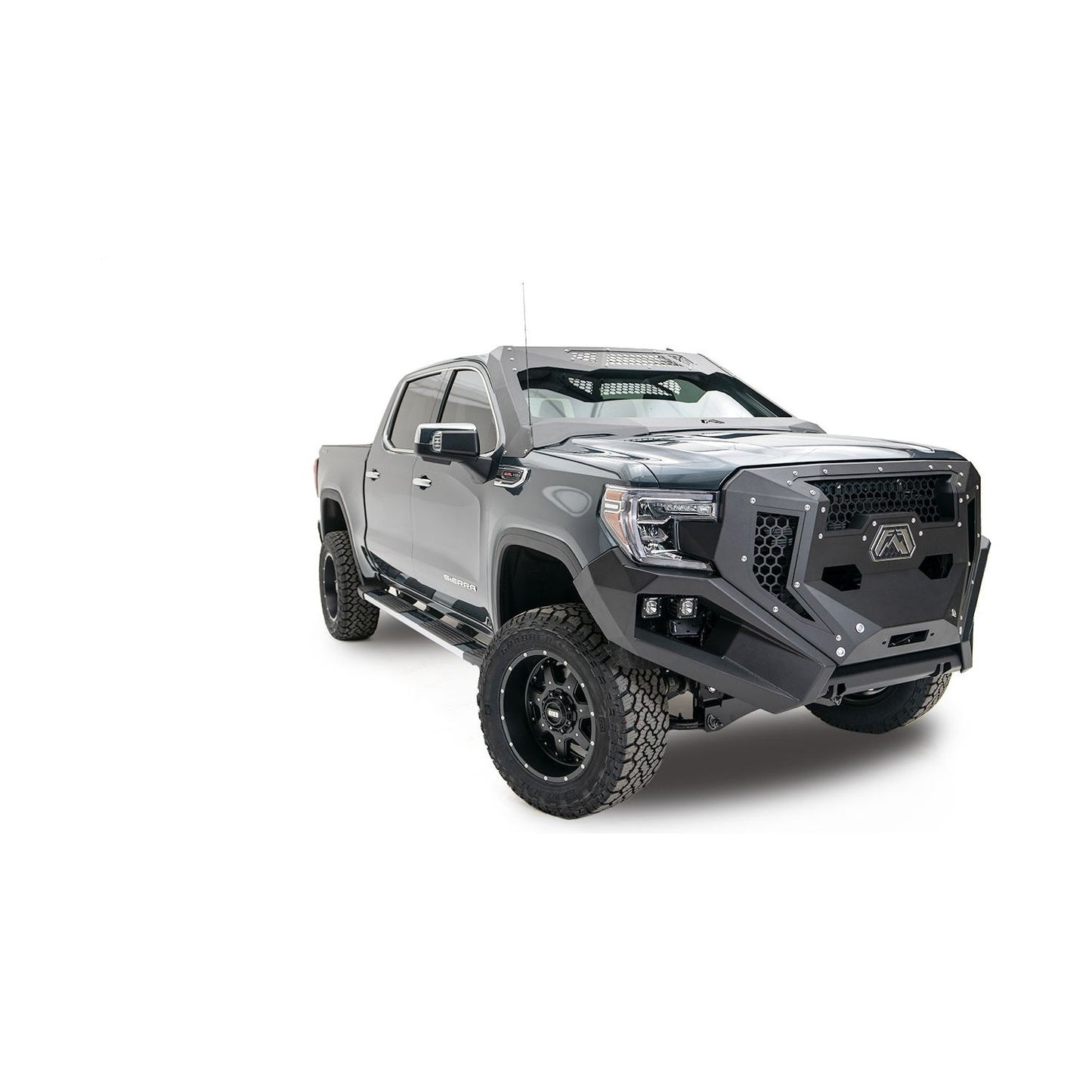 Fab Fours Grumper Front Bumper And Grille 2 Stage Black Powder Coat 3/16 in. Steel Winch Tray l GR3900-1