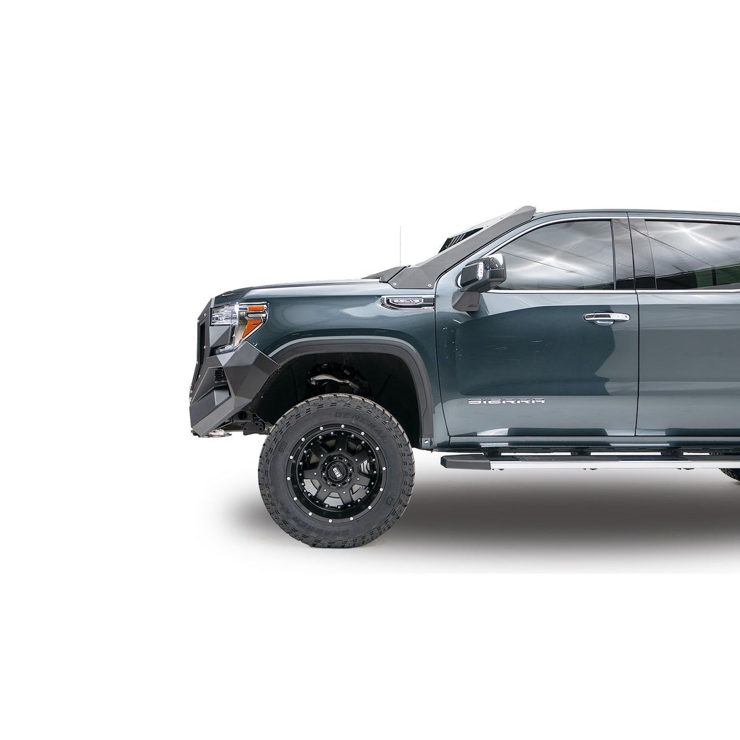 Fab Fours Grumper Front Bumper And Grille 2 Stage Black Powder Coat 3/16 in. Steel Winch Tray l GR3900-1