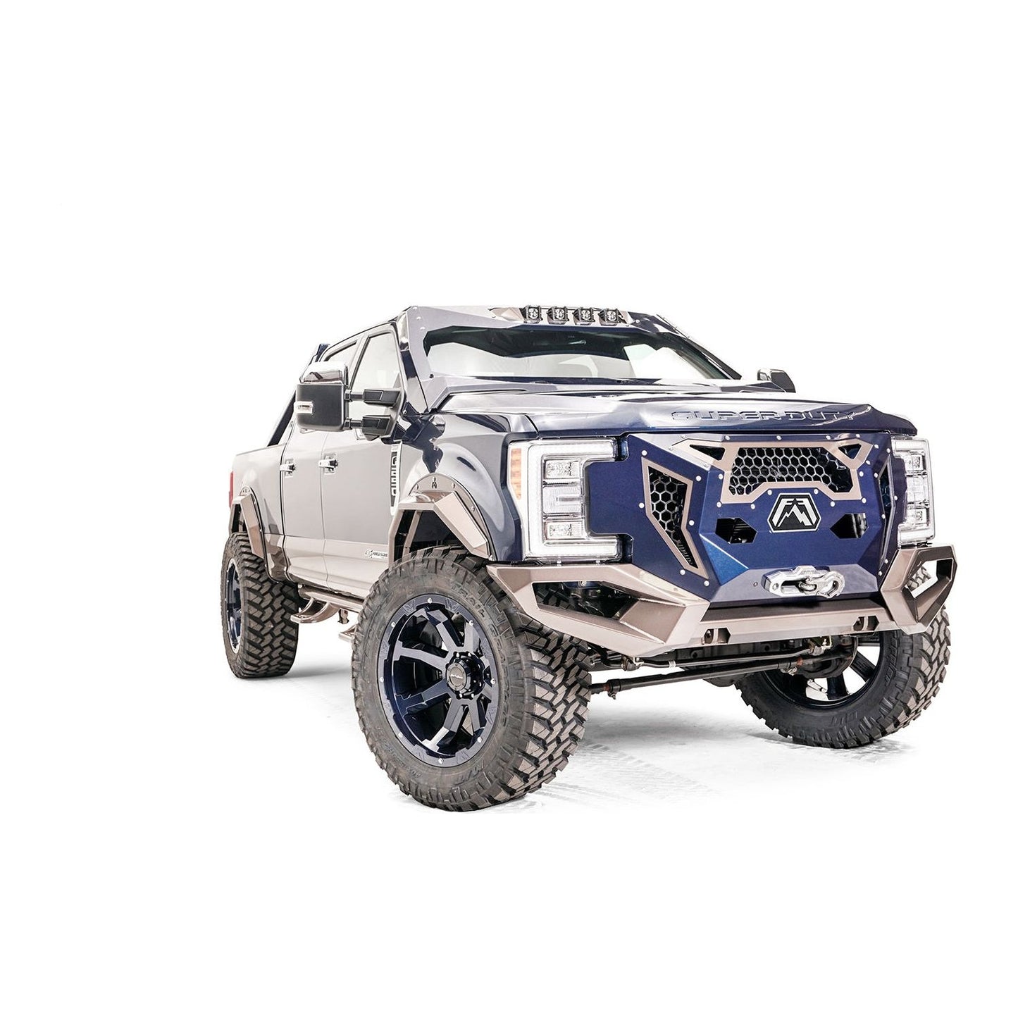 Fab Fours Grumper Grill/Front Bumper 2 Stage Black Powder Coated Combines Both Grille And Bumper l GR4100-1