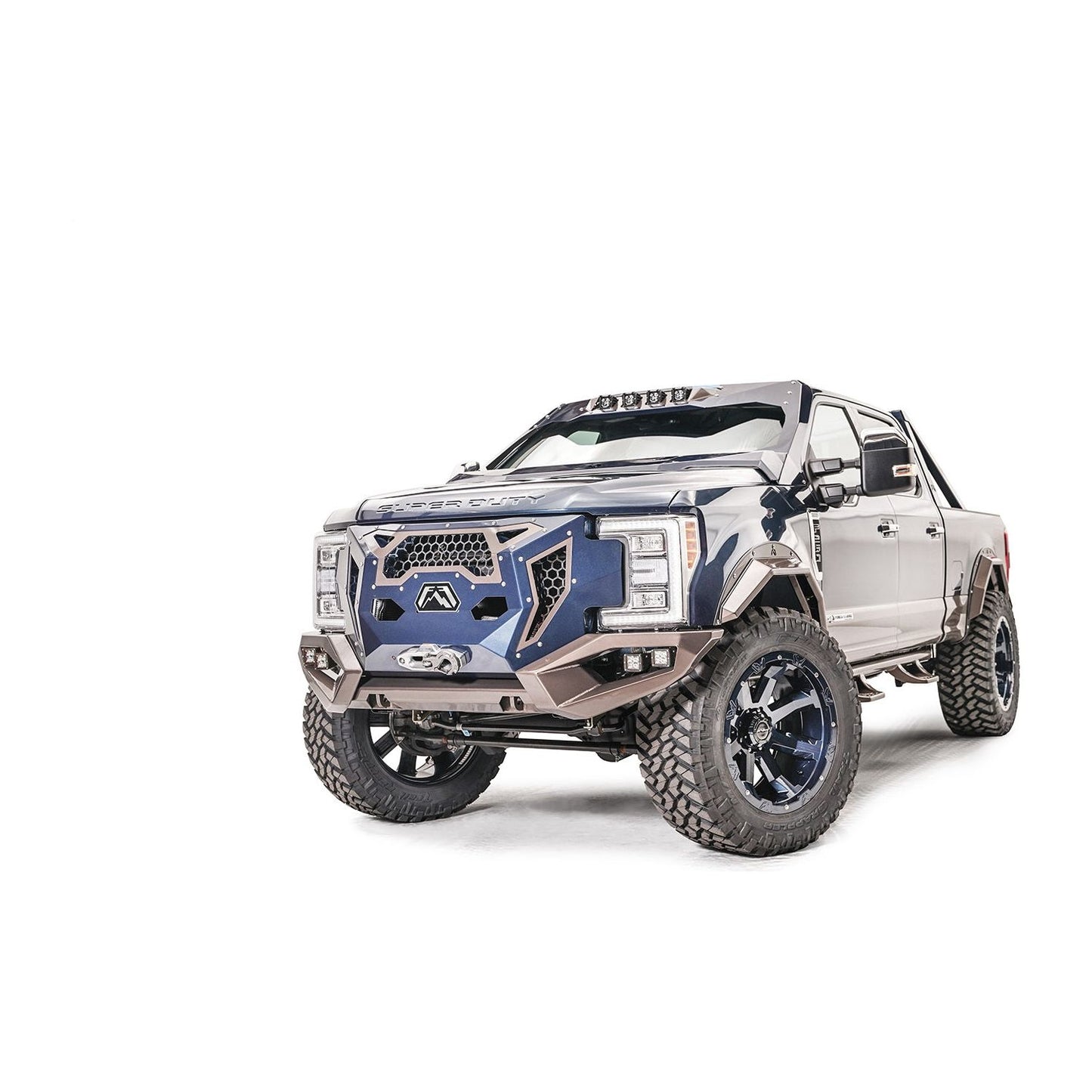Fab Fours Grumper Grill/Front Bumper 2 Stage Black Powder Coated Combines Both Grille And Bumper l GR4100-1