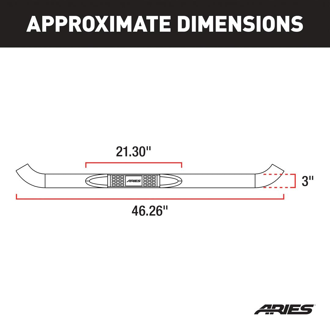 Aries Nerf Bar (Black) for 87-05 Wrangler YJ (WILL NOT WORK WITH CLADDING) 35600