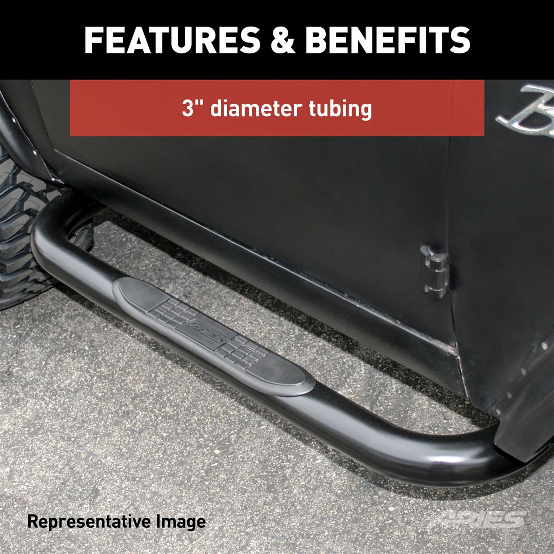 Aries Nerf Bar (Black) for 87-05 Wrangler YJ (WILL NOT WORK WITH CLADDING) 35600
