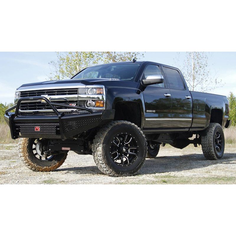 Fab Fours Black Steel Front Ranch Bumper w/ Pre-Runner Guard And Tow Hooks Black Steel l CH20-S4962-1