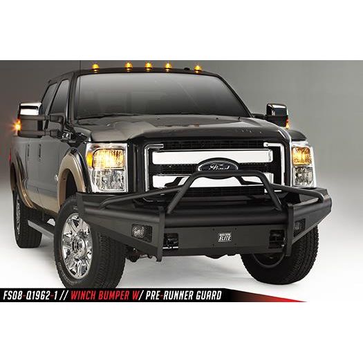 Fab Fours Elite Front Bumper 2 Stage Black Powder Coated w/Pre-Runner Grill Guard Incl. Light Cut-Outs l FF09-R1962-1