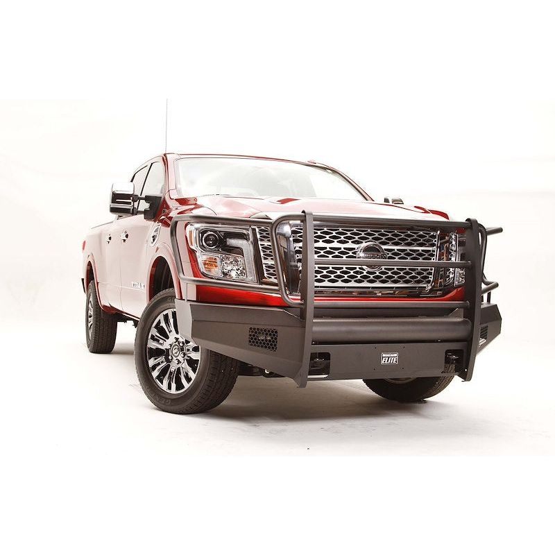 Fab Fours Elite Front Bumper 2 Stage Black Powder Coated w/Full Grill Guard w/Tow Hooks l NT16-R3760-1
