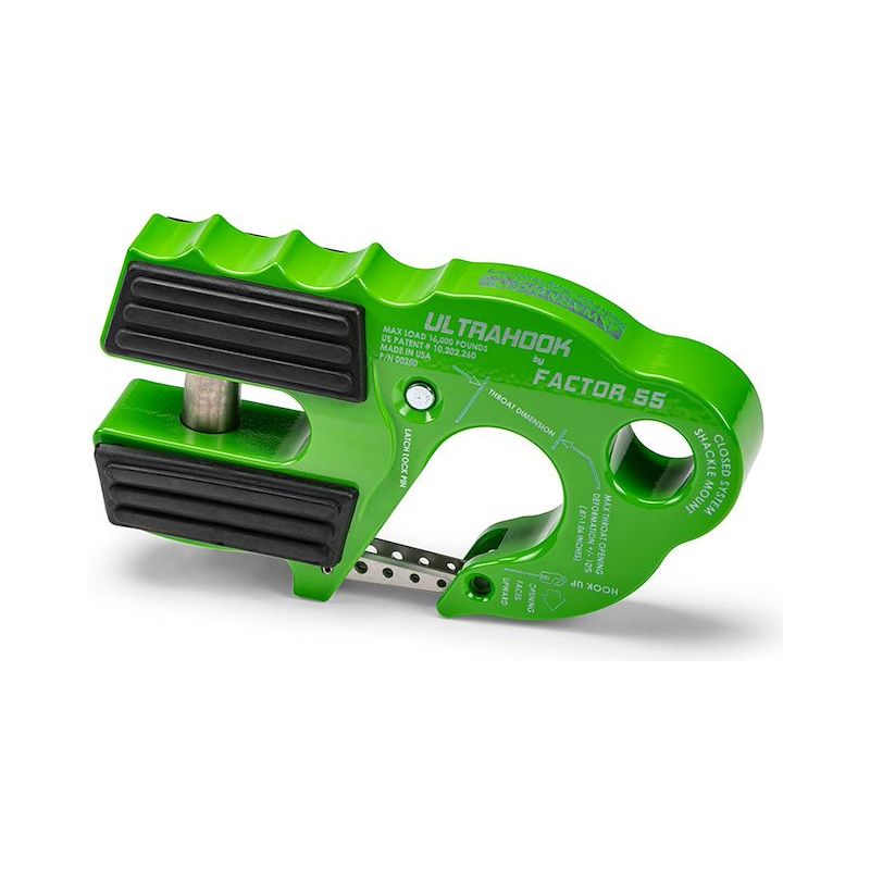 FACTOR 55 | UltraHook Closed System Winch Shackle Mount Green Factor 55 | B200250-08-GGBW