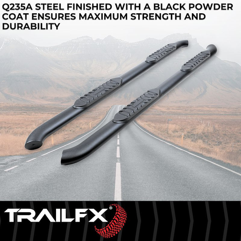 TrailFX 4" Oval Side Steps with Pads Matte Powder Coat Black (RAM 2500 19-25) CREW CAB) I A1007B
