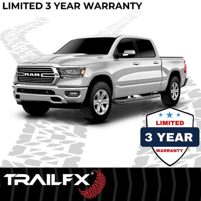 TrailFX 4" Oval Side Steps with Pads Matte Powder Coat Black (RAM 2500 19-25) CREW CAB) I A1007B