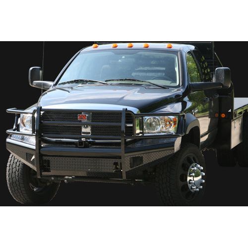 Fab Fours Black Steel Front Bumper 2 Stage Black Powder Coated w/Pre-Runner Grill Guard And Tow Hooks l GS14-K3162-1
