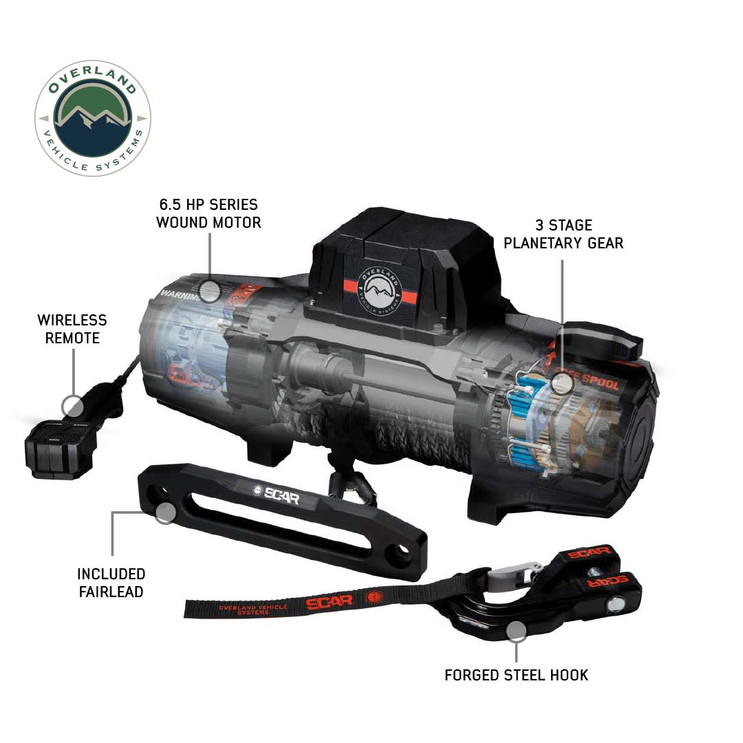 Overland Vehicle Systems SCAR 10S - 10,000 Lbs. Rated Synthetic Rope Winch 19099901